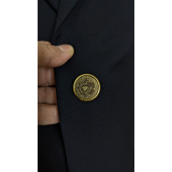 Club Room By Charter Club 40R Navy Blue Wool Gold Button Blazer Preppy Old Money - Picture 6 of 14